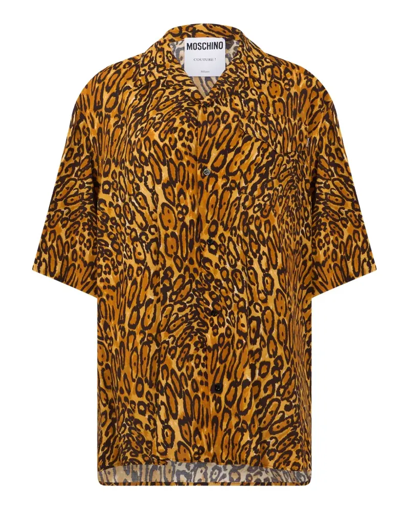 Moschino leopard-print short-sleeve shirt - Braun Braun