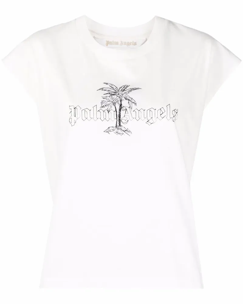Palm Angels Top mit Logo-Print - Weiß Weiß