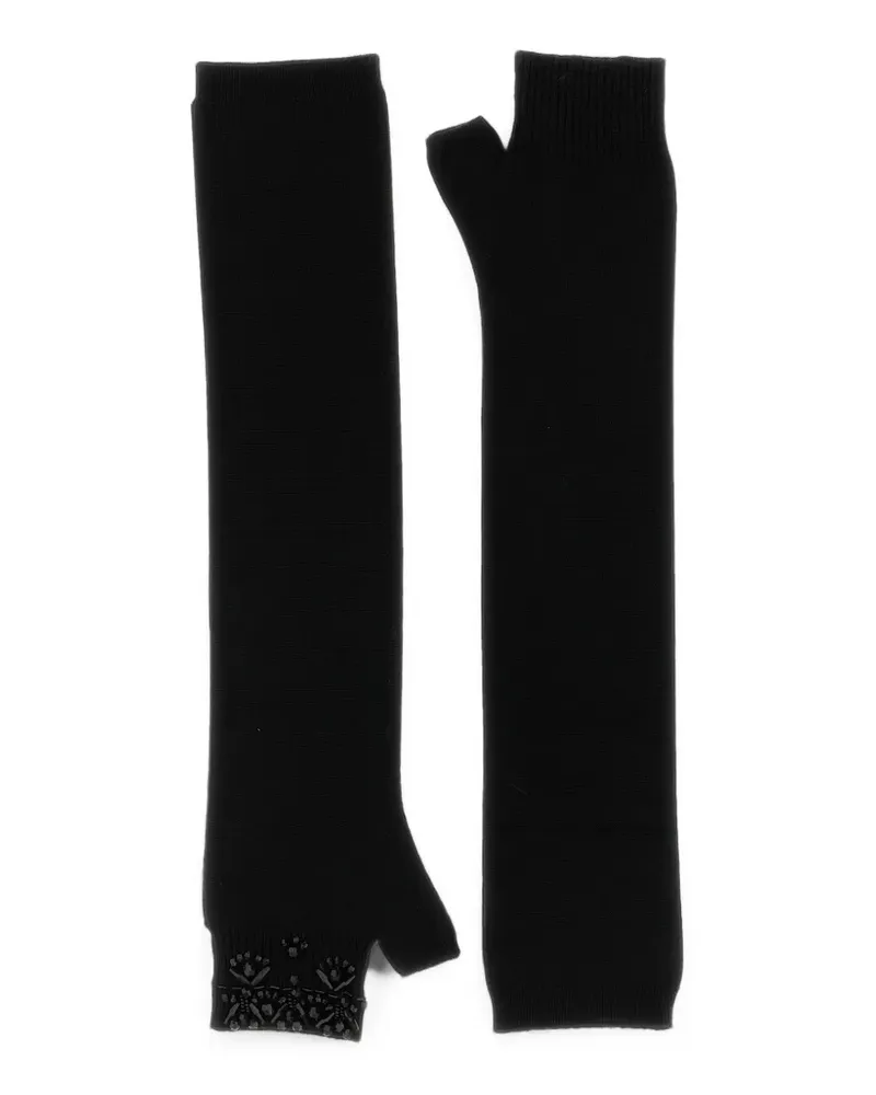 P.A.R.O.S.H. Look26 bead-embellished fingerless gloves - Schwarz Schwarz