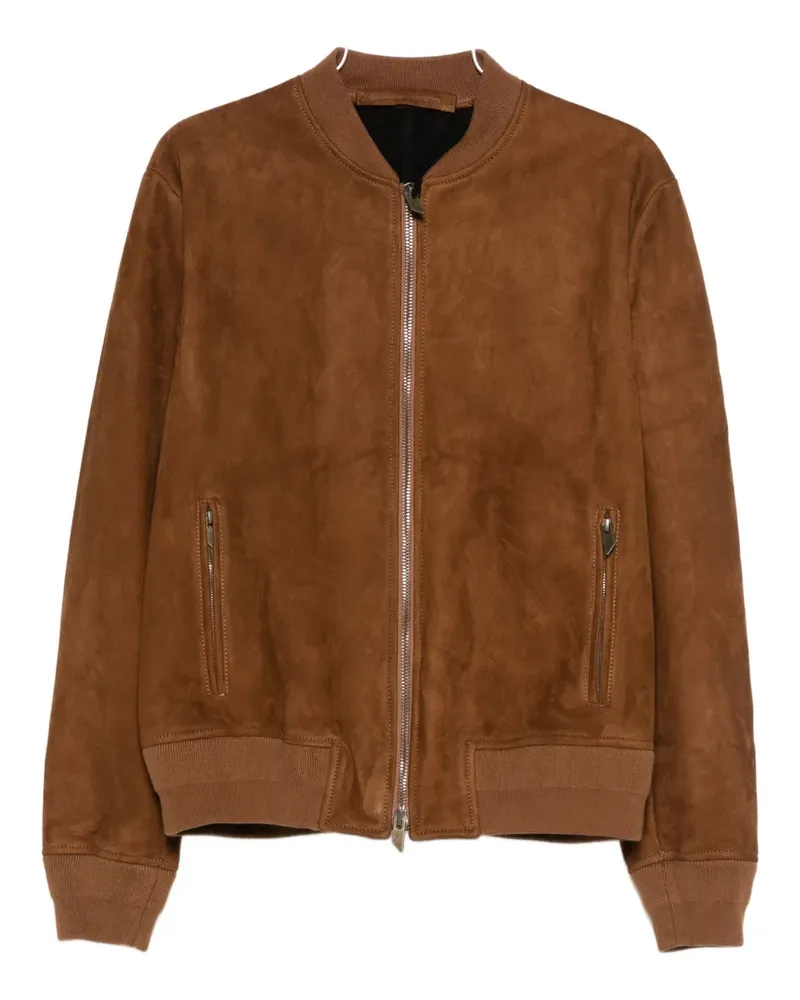 Salvatore Santoro zip bomber leather jacket - Braun Braun