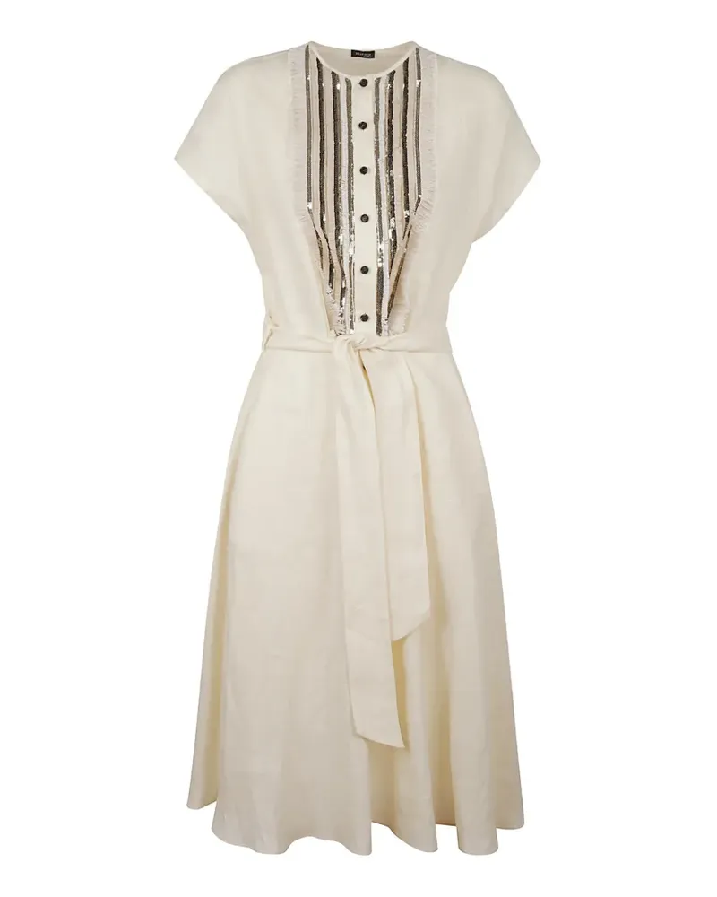 Kiton sequin-embellished frayed-trim dress - Nude Nude