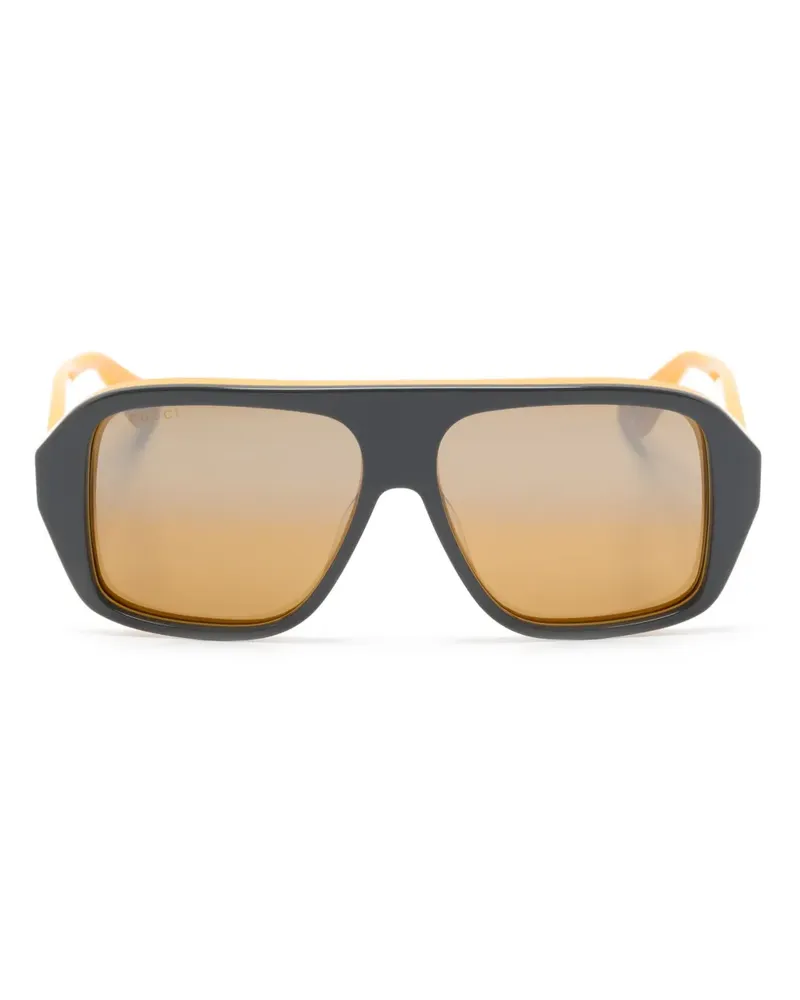 Gucci Sonnenbrille mit eckigem Gestell - Grau Grau