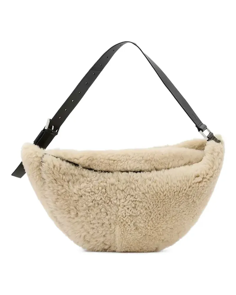 AllSaints Luna embossed-logo cross body bag - Nude Nude