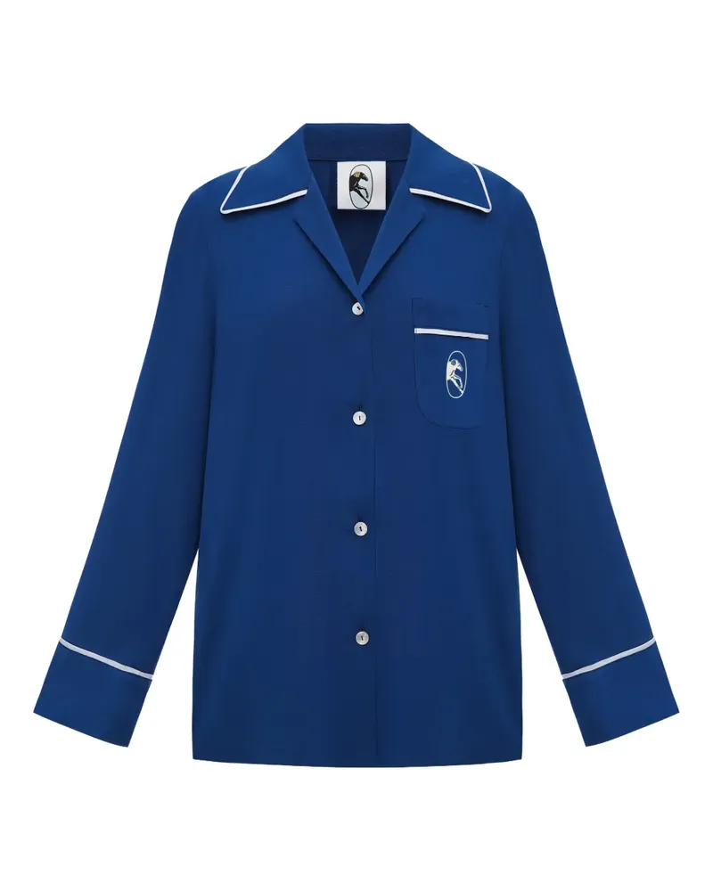 SLEEPER Finnegan Pyjama-Oberteil mit Paspeln - Blau Blau