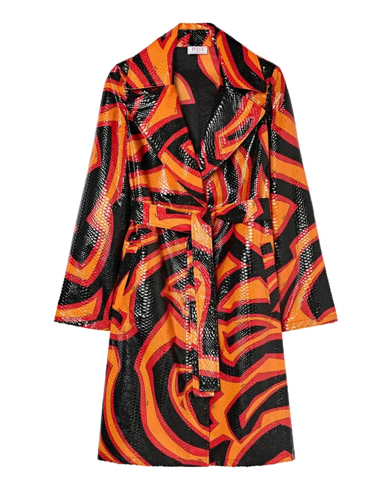 Emilio Pucci Labirinto-print trench coat - Schwarz Schwarz