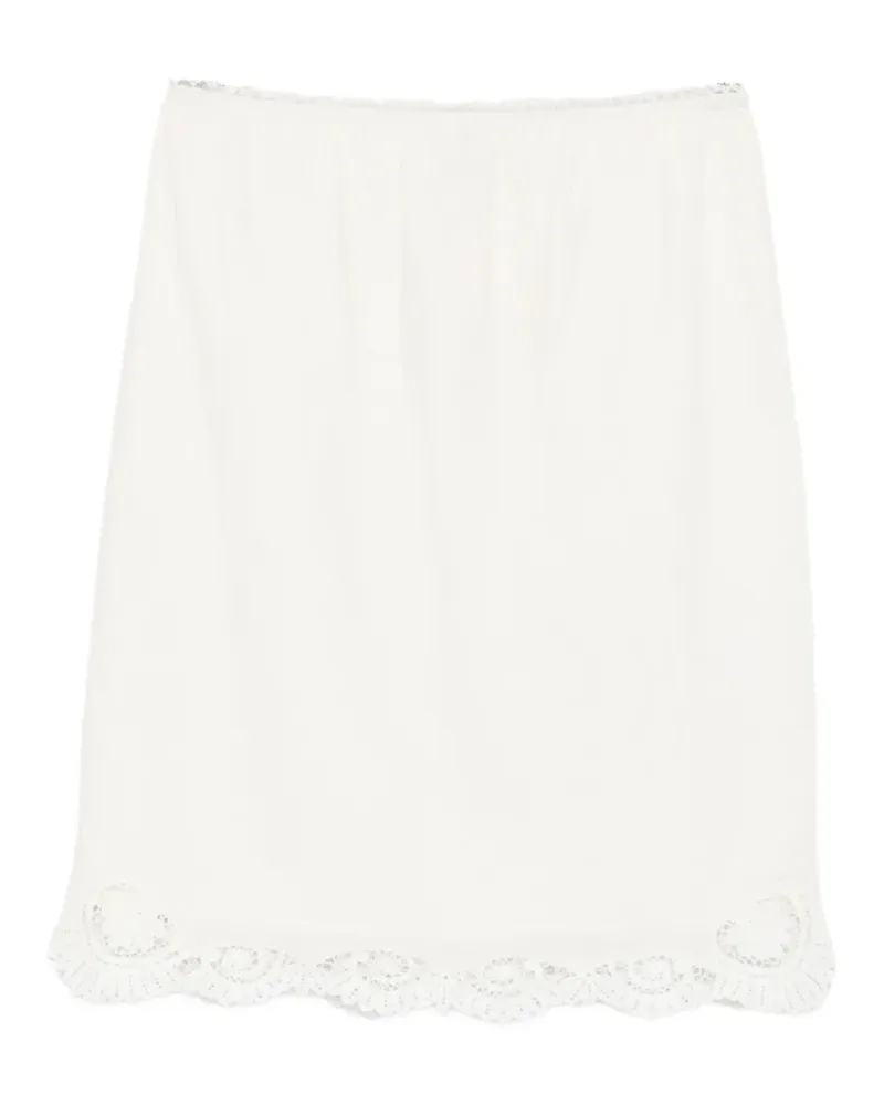 Posse Darya lace-trim linen midi skirt - Nude Nude