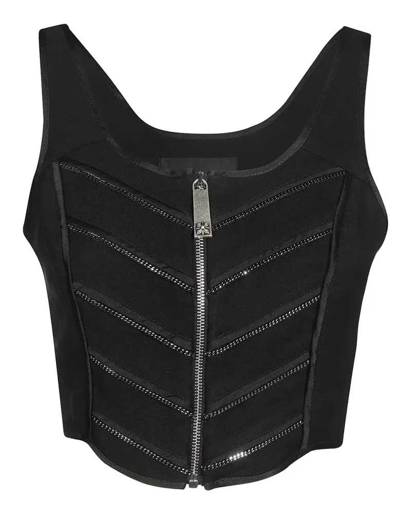 John Richmond zip-fastening chain-embellished top - Schwarz Schwarz