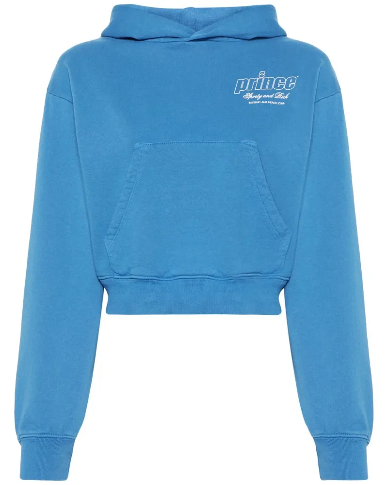 SPORTY & RICH Cropped-Hoodie mit Logo-Print - Blau Blau