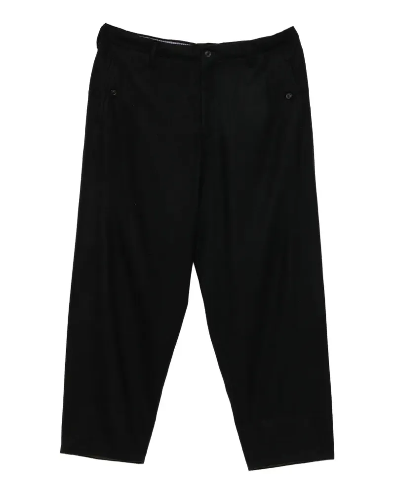 Yohji Yamamoto Flanellhose mit Abnähern - Schwarz Schwarz