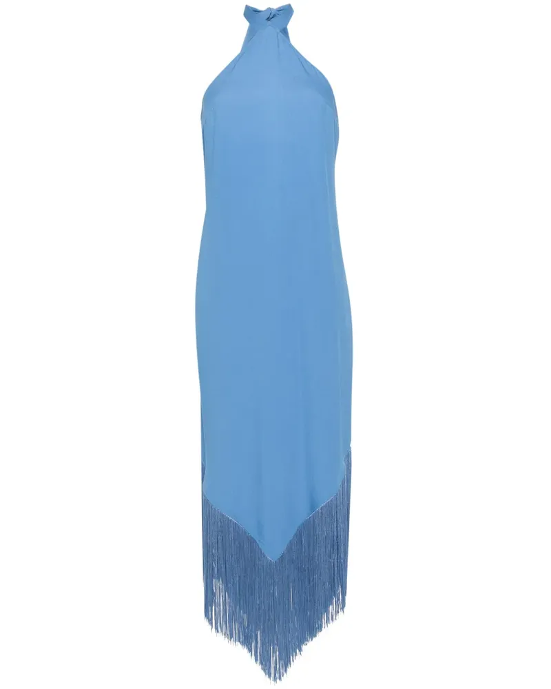 Taller Marmo Neckholder-Kleid mit Fransen - Blau Blau