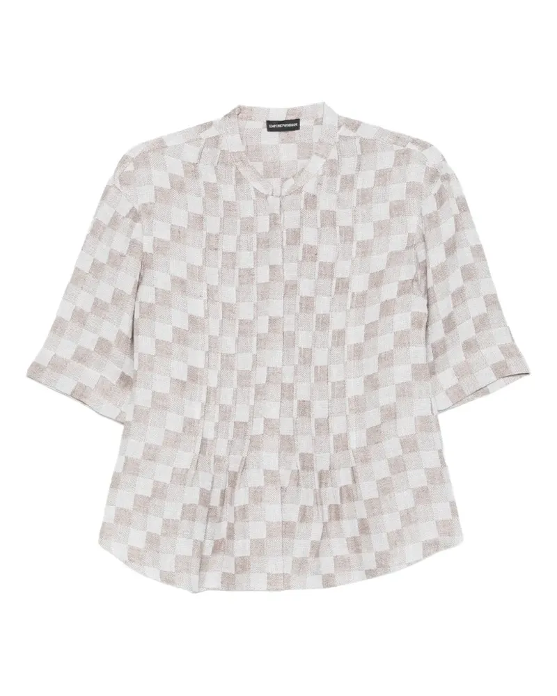 Emporio Armani check short-sleeve top - Nude Nude