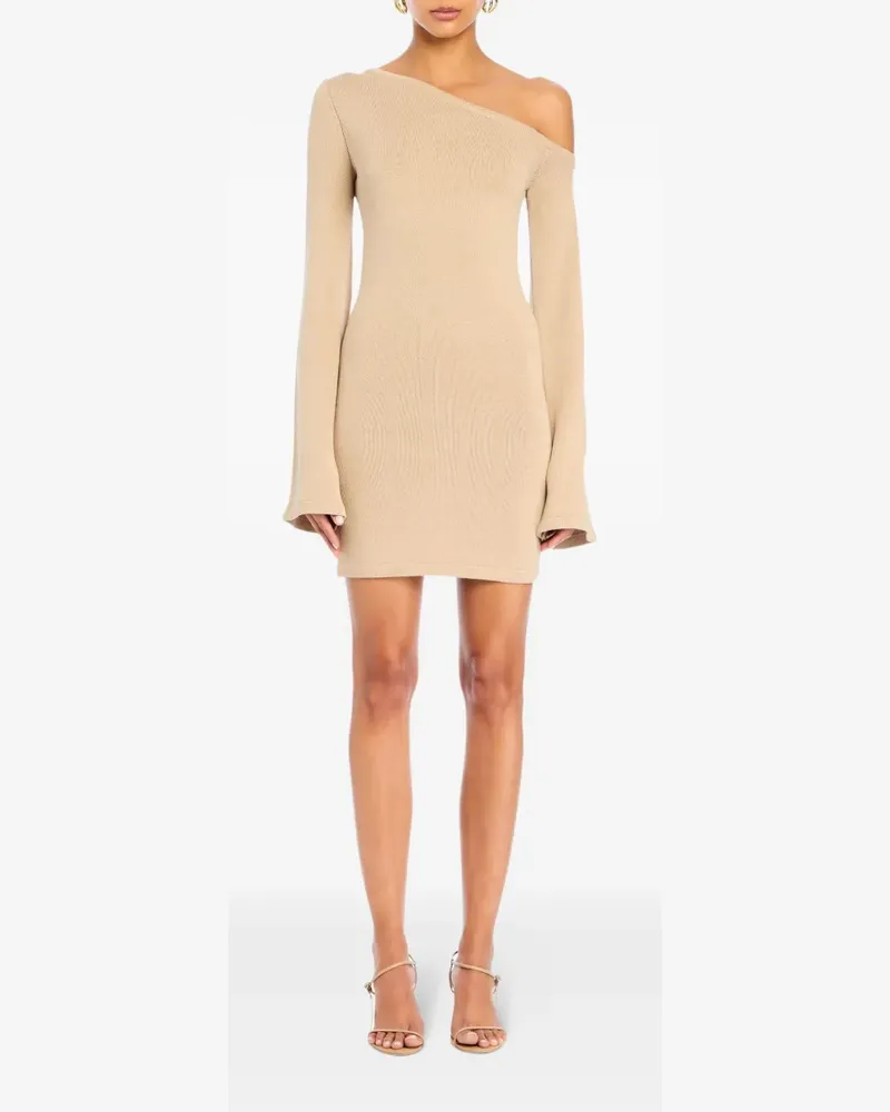 SER.O.YA Einschultriges Koa Minikleid mit Glockenärmeln - Nude Nude