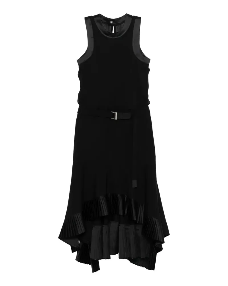 Sacai pleated belted midi dress - Schwarz Schwarz