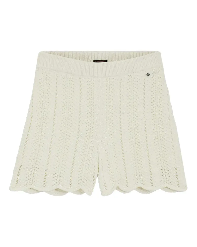 HUGO BOSS pointelle-knit scalloped-edge shorts - Weiß Weiß