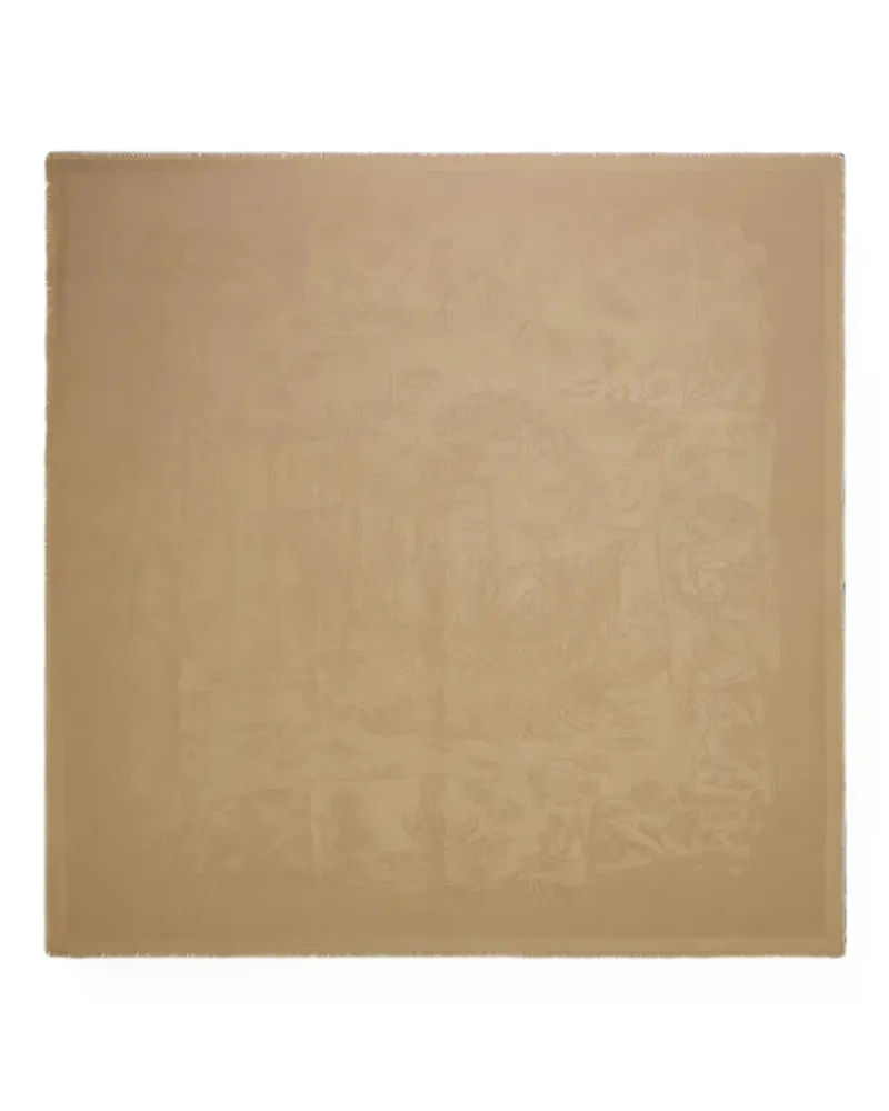 Ferragamo Jacquard-Schal mit ausgefransten Kanten - Nude Nude