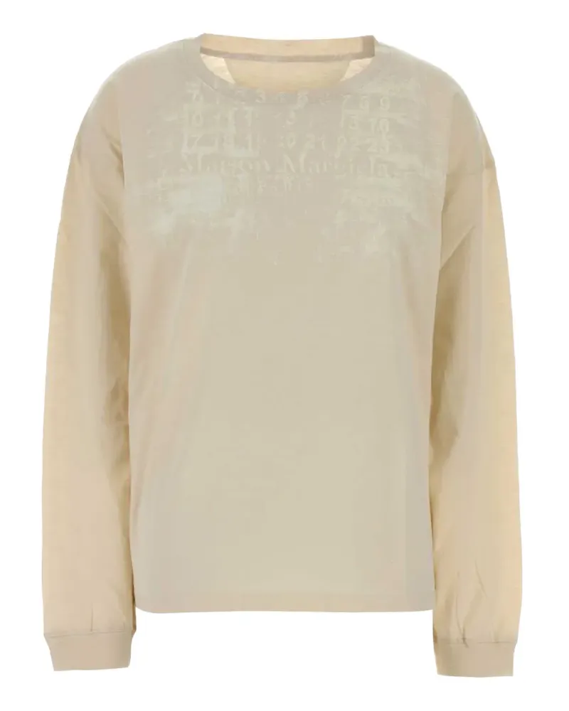 Maison Margiela logo-print long-sleeve T-shirt - Nude Nude