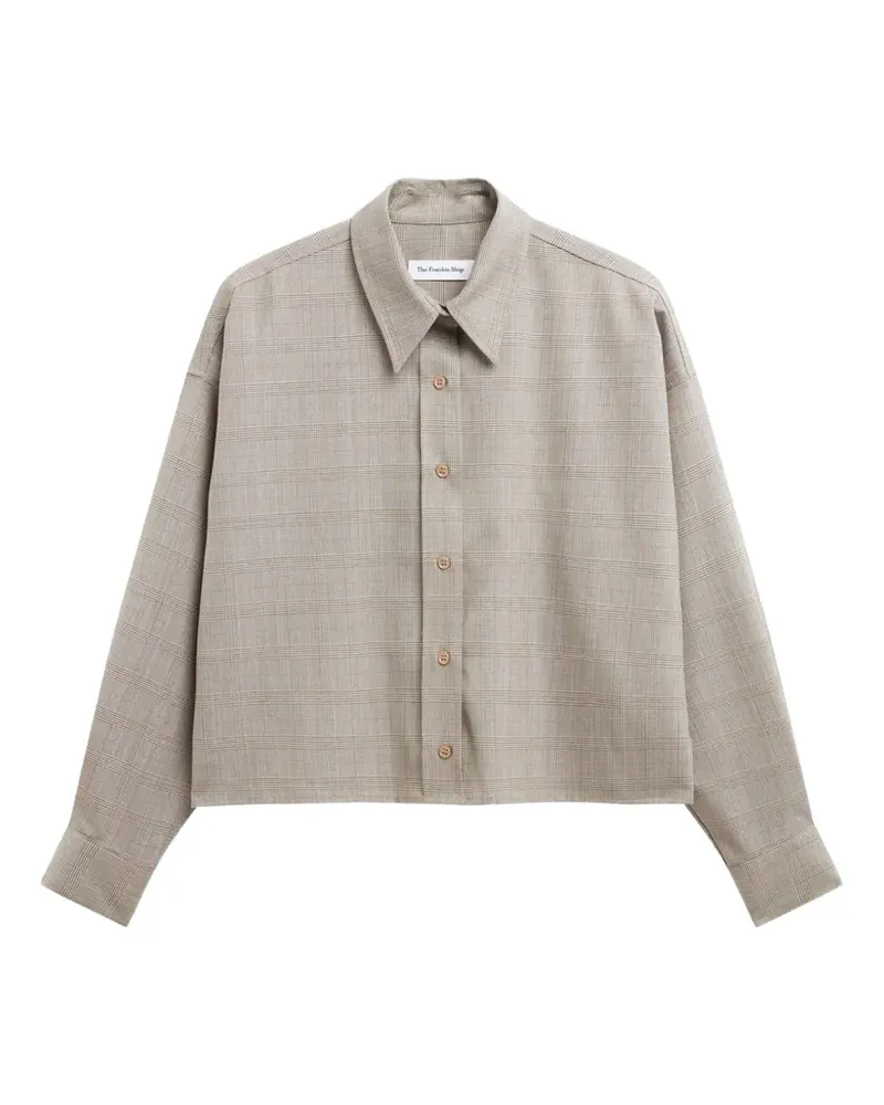 FRANKIE Shop Arlen boxy shirt - beige glen plaid - Nude Nude