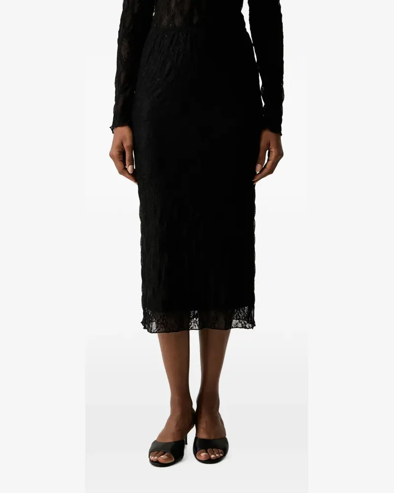 Twin-Set lace-overlay midi skirt - Schwarz Schwarz