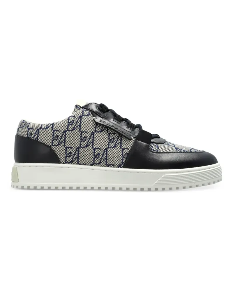 Emporio Armani monogram-print leather sneakers - Nude Nude
