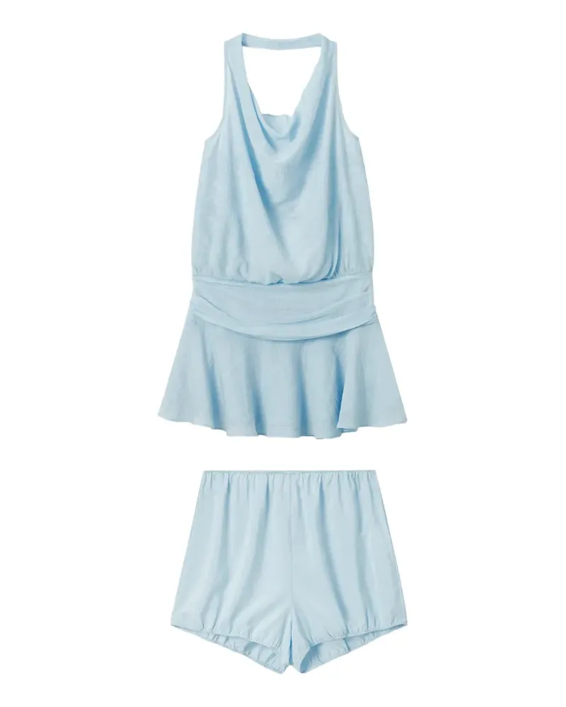 b+ab cowl-neck shorts set (set of two) - Blau Blau