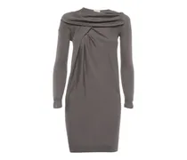 Strickkleid mit Falten - Grau