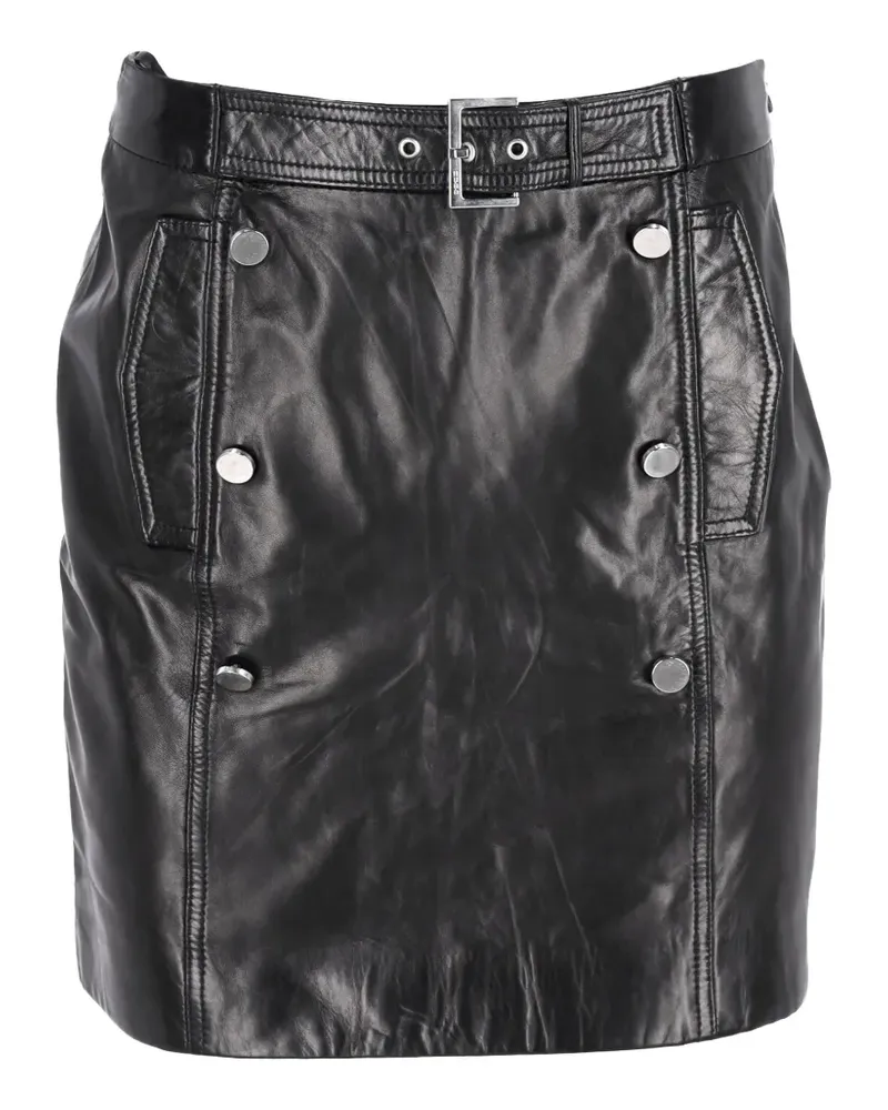 HUGO BOSS button-embellishment leather mini skirt - Schwarz Schwarz