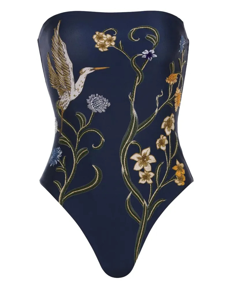 AGUA BENDITA bird floral one piece - Blau Blau