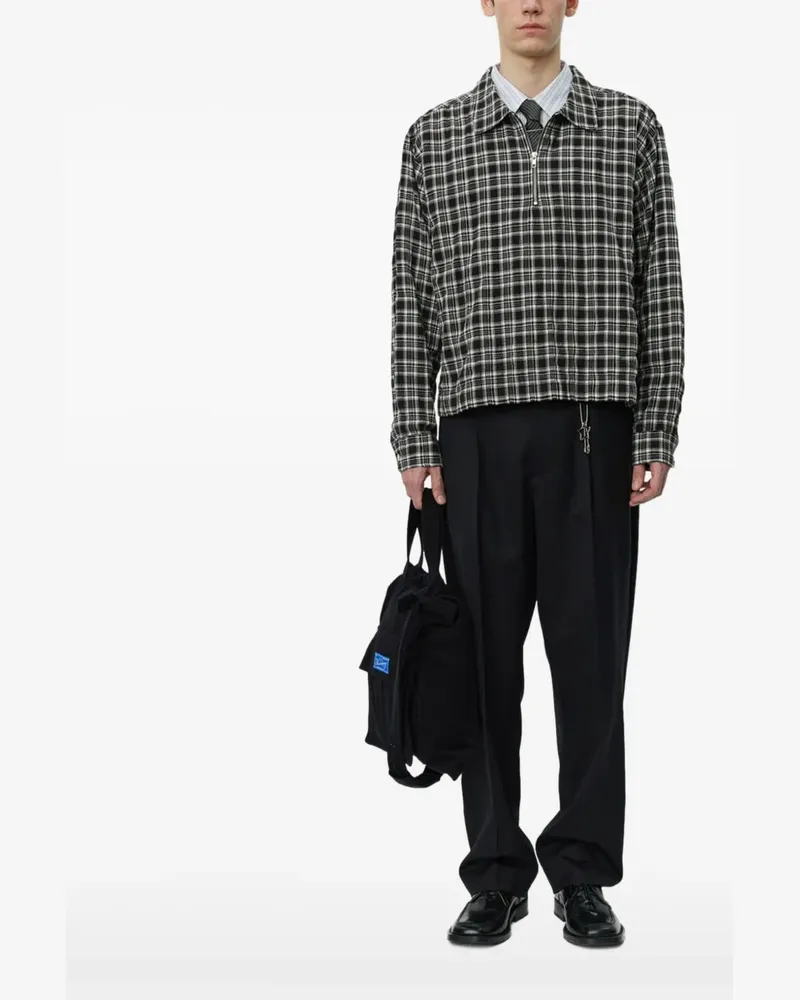 Mfpen quarter-zip plaid-check shirt - Schwarz Schwarz