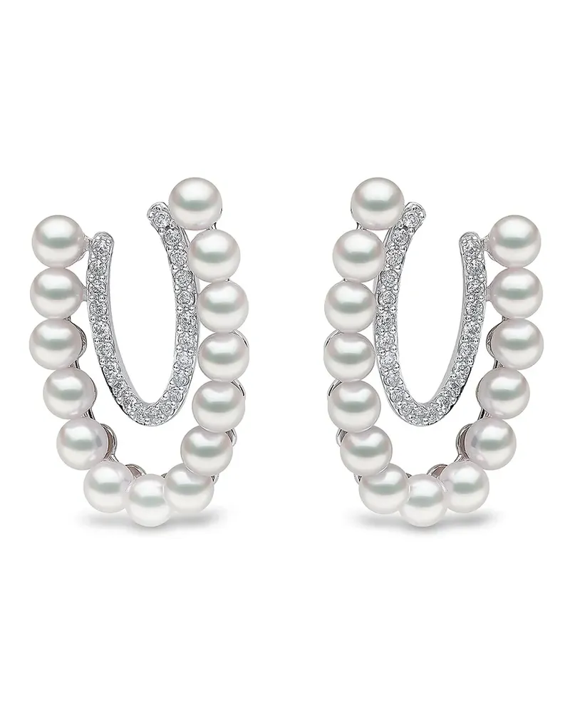 YOKO London 18kt Sleek Weißgoldohrringe mit Akoya-Perlen und Diamanten - Silber Silber