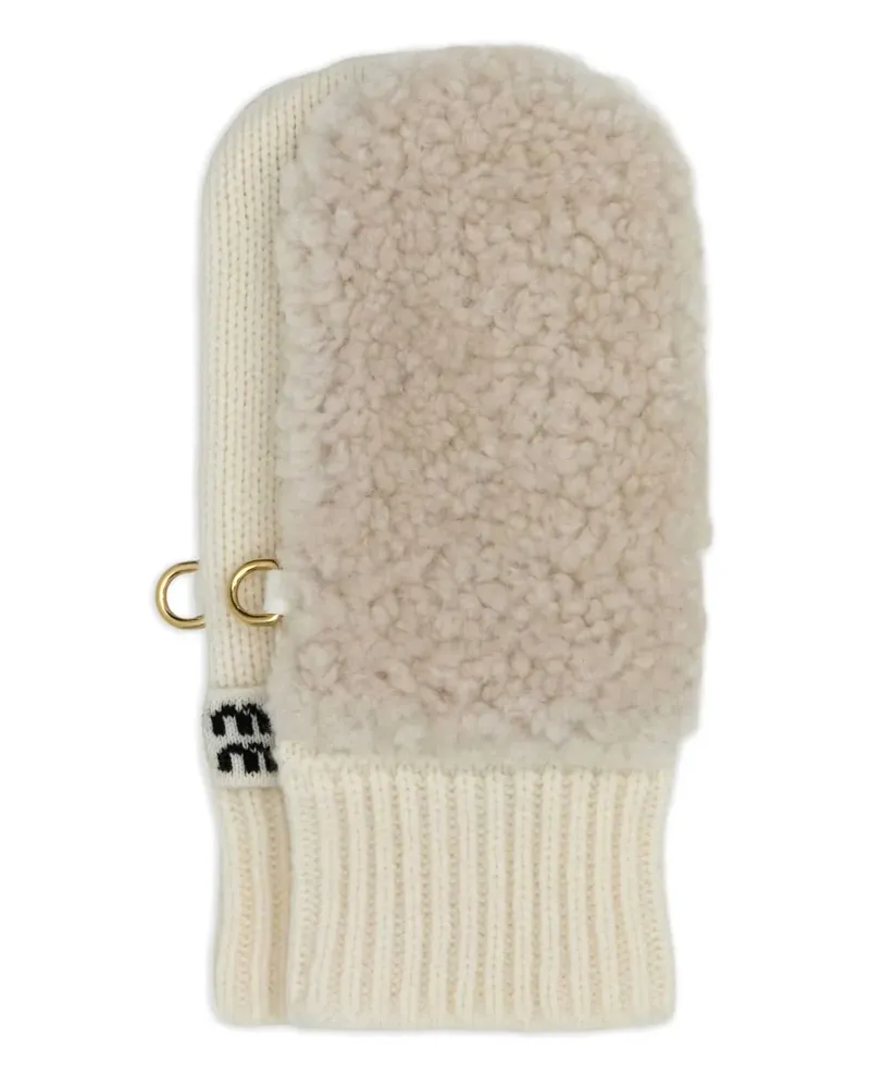 Miu Miu Handschuhe mit Logo-Detail - Weiß Weiß