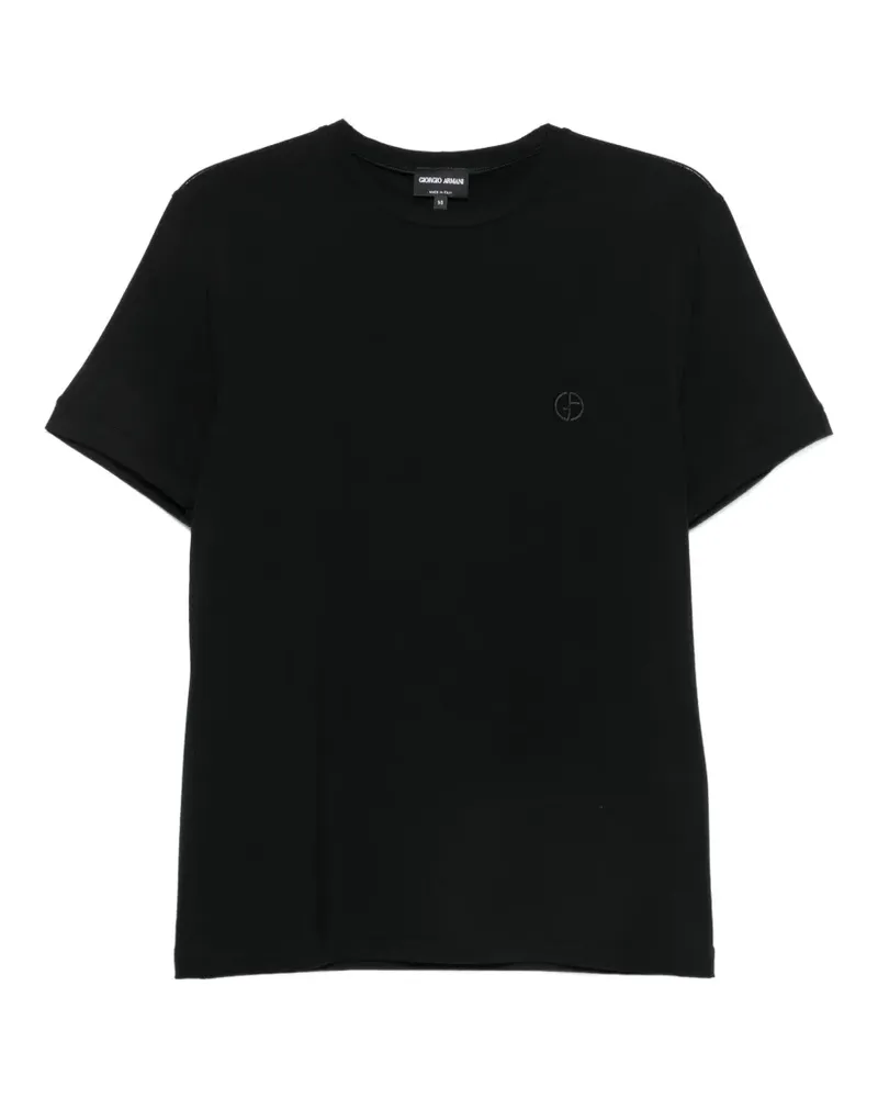 Giorgio Armani T-Shirt mit Logo-Stickerei - Schwarz Schwarz