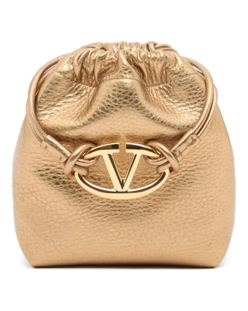 Valentino Garavani Vlogo Pouf Mini Beuteltasche aus Metallic-Leder - Gold Gold