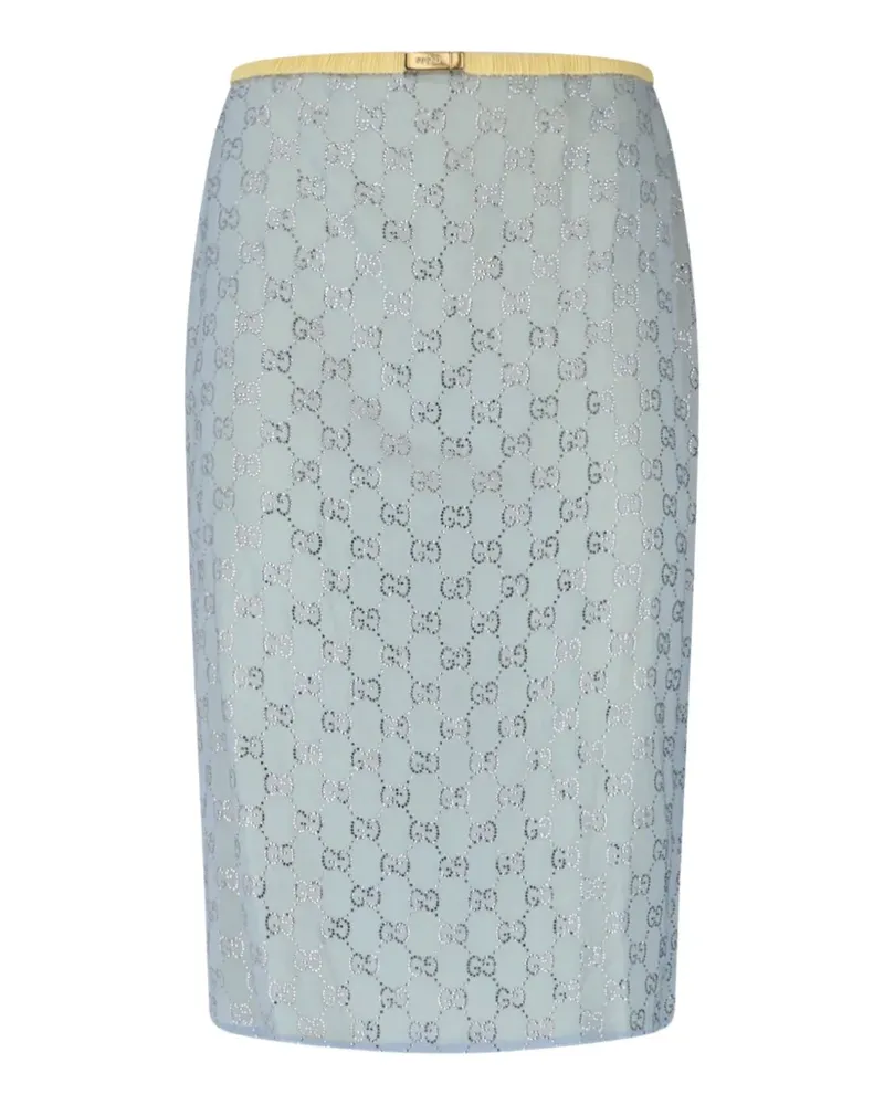 Gucci crystal trim midi skirt - Blau Blau