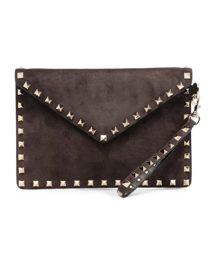 Valentino Garavani Rockstud envelope clutch bag - Braun Braun