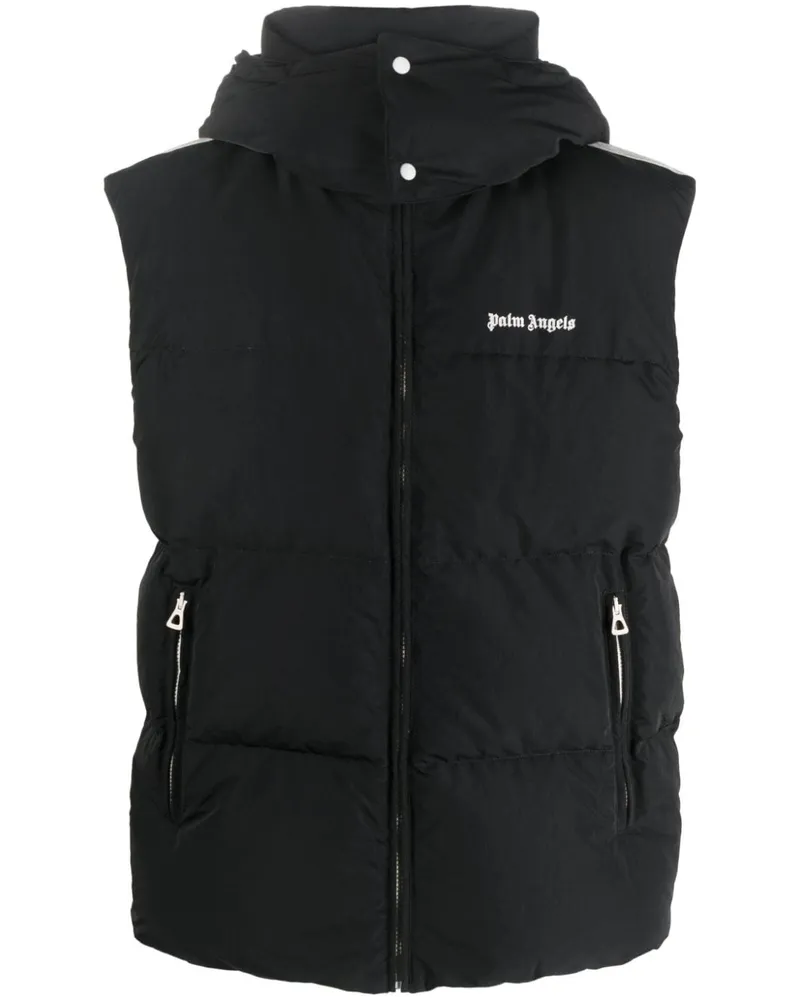 Palm Angels Gefütterte Weste mit Logo-Stickerei - Schwarz Schwarz
