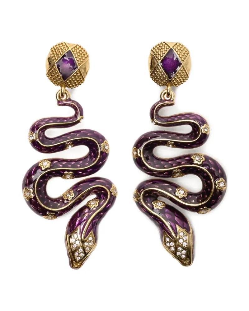 Roberto Cavalli Kristallverzierte Ohrringe mit Schlangenmotiv - Gold Gold