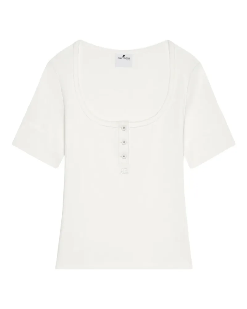 Courrèges T-Shirt mit Knöpfen - Weiß Weiß