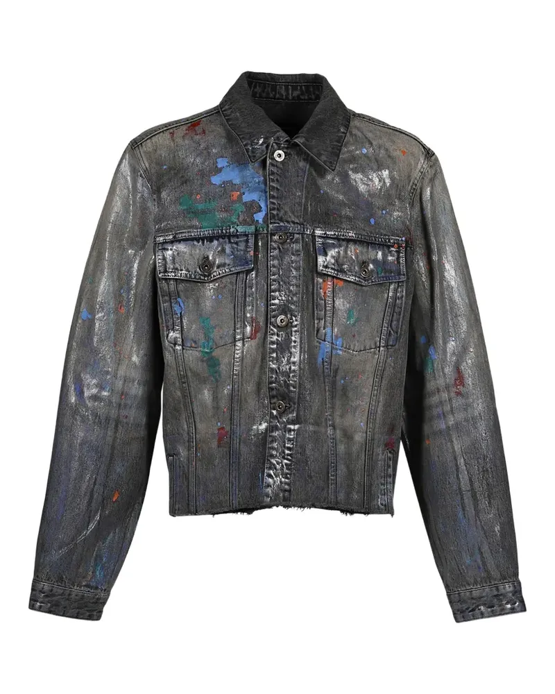 WE 11 DONE painted-detail denim jacket - Schwarz Schwarz