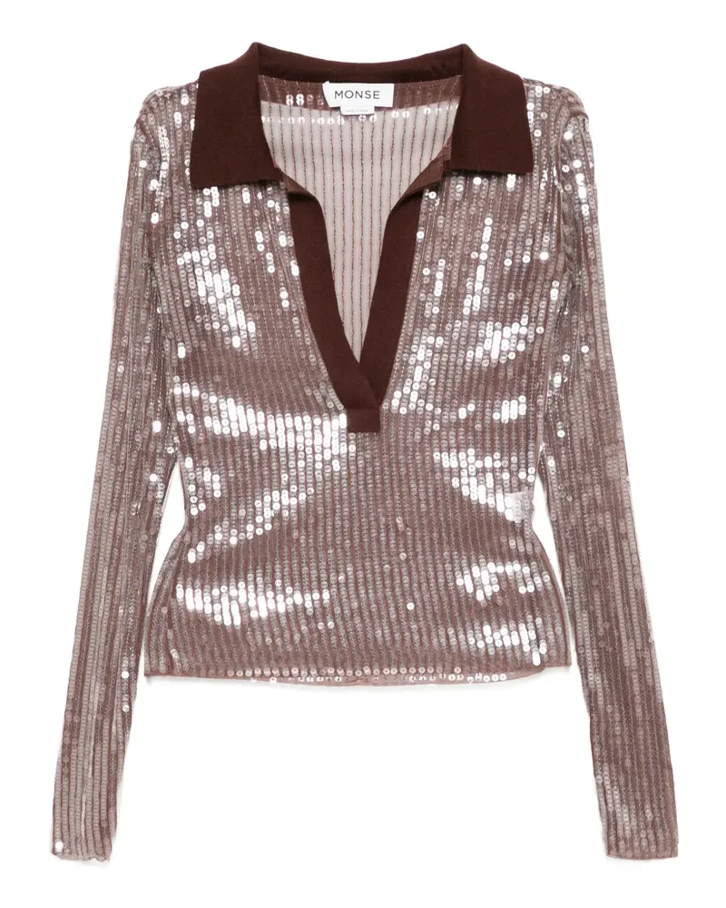 Monse Mesh-Oberteil mit Pailletten - Braun Braun