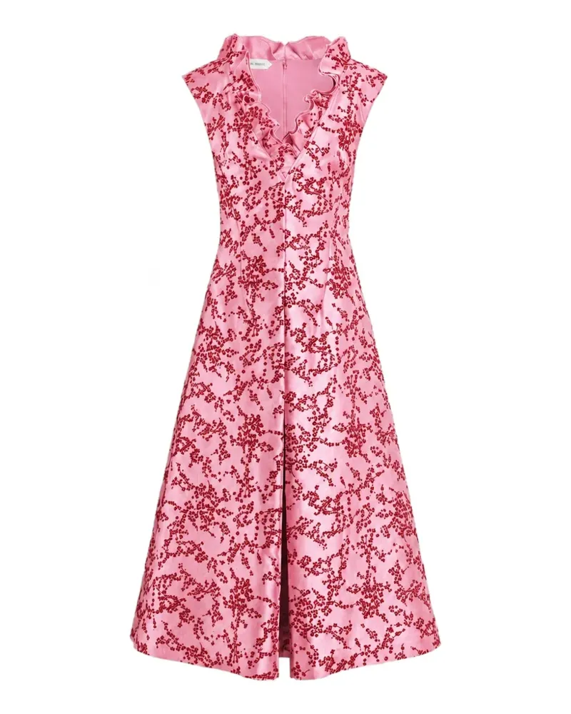 Alberta Ferretti Gerüschtes Midikleid mit Blumenprint - Rosa Rosa