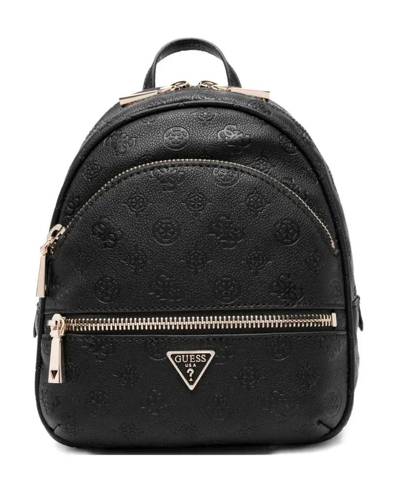 Guess debossed-logo zip backpack - Schwarz Schwarz