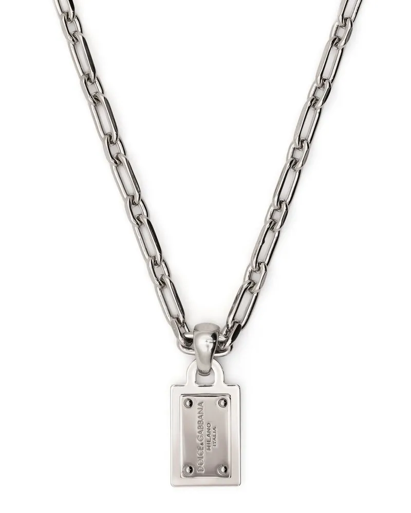 Dolce & Gabbana Halskette mit Logo-Anhänger - Silber Silber