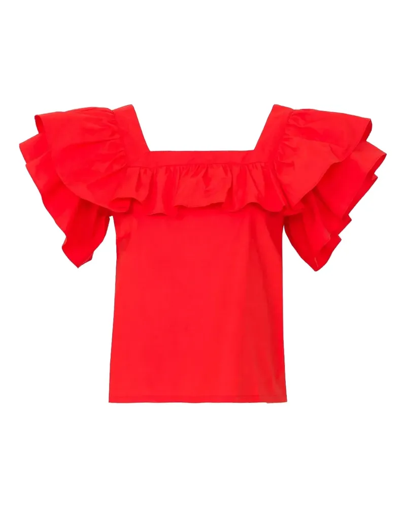 LHD Gerüschte Bluse mit eckigem Ausschnitt - Rot Rot