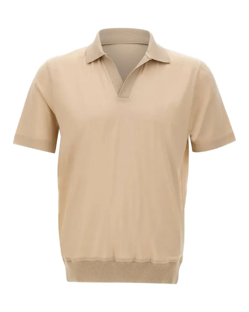 Gran Sasso Poloshirt mit V-Ausschnitt - Nude Nude