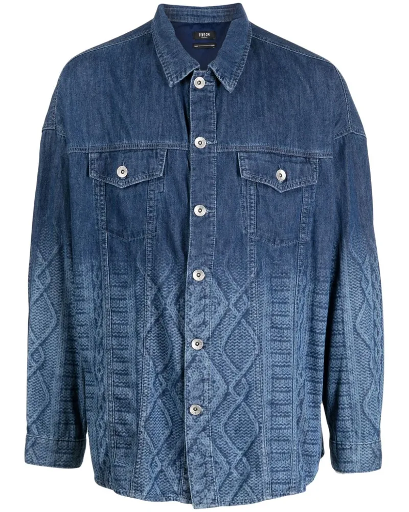 FIVE CM Jeanshemd mit Zopfmuster-Print Blau