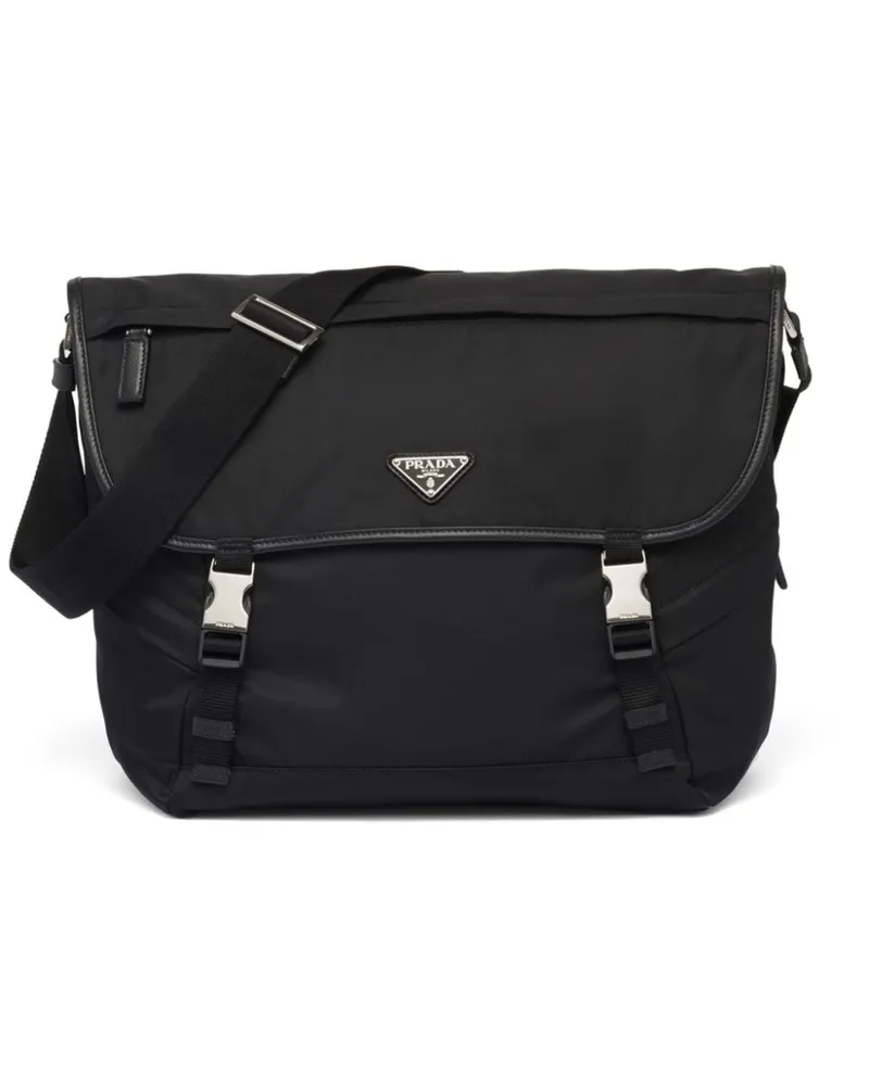 Prada Schultertasche mit Triangel-Logo - Schwarz Schwarz