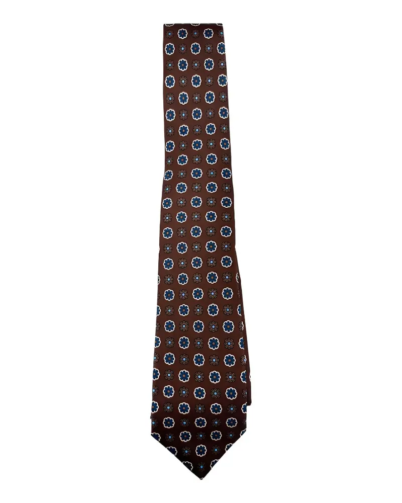 Kiton floral-print silk tie - Braun Braun