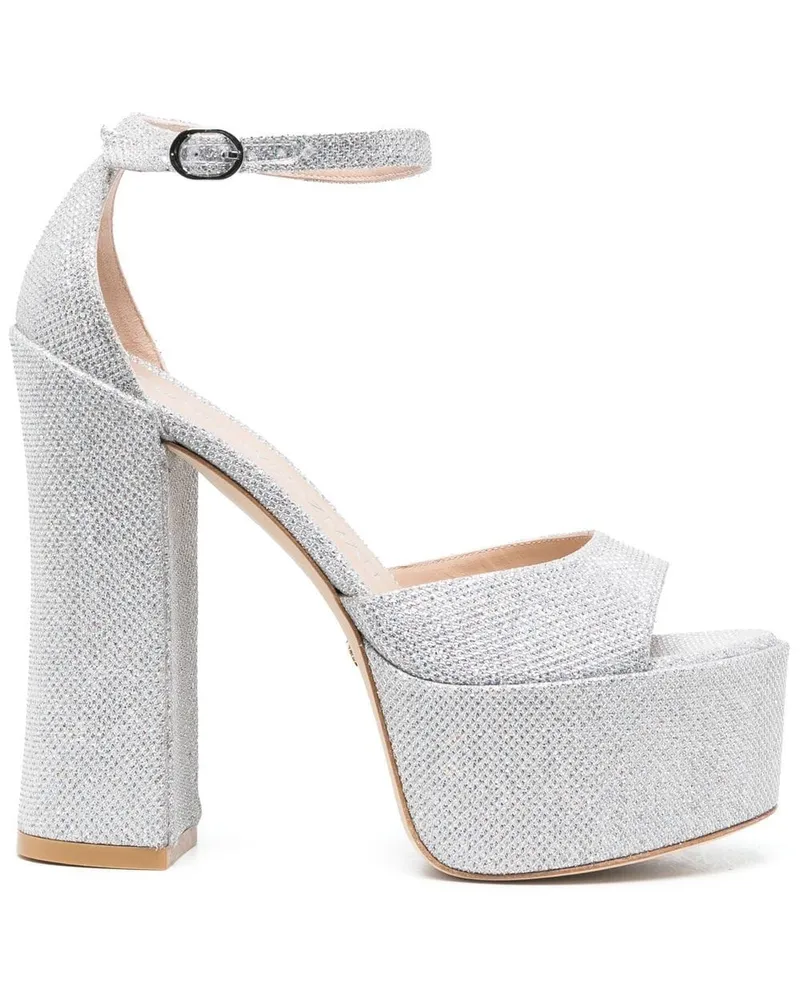 Stuart Weitzman Plateau-Sandalen mit Glitter 150mm - Silber Silber