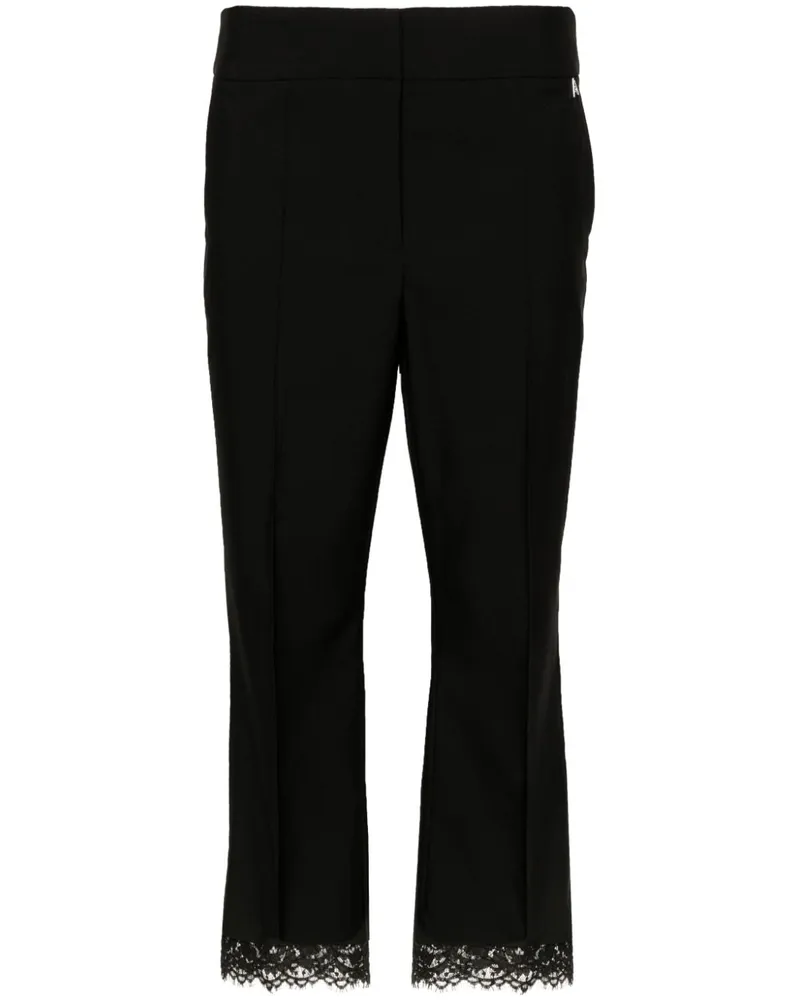 Twin-Set Cropped-Hose mit Spitzensaum - Schwarz Schwarz