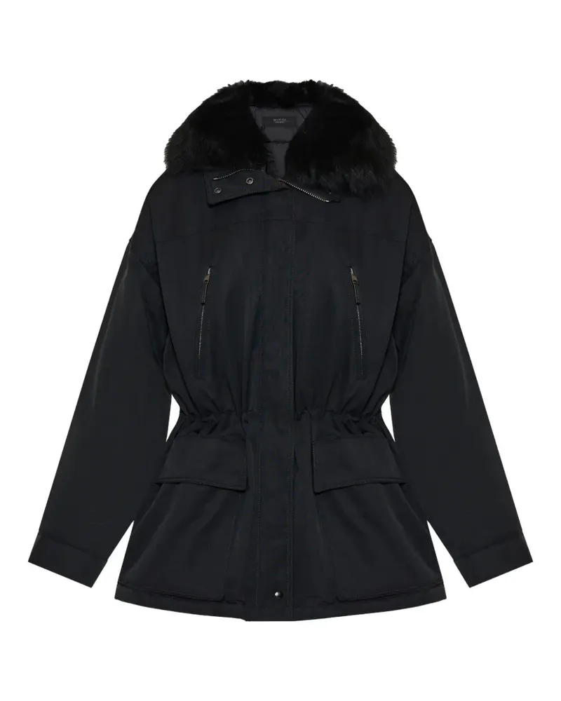 Gucci technical cotton faille jacket with shearling - Schwarz Schwarz